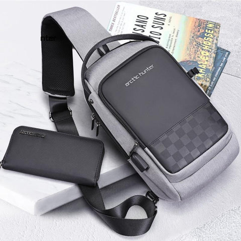 USB Waterproof Men Chest Bag