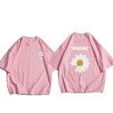 Round Neck Loose Flowers T-shirts