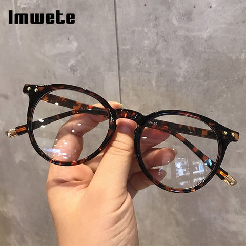 Imwete Fashionable Glasses Frame for Women Vintage Blue Light Computer Men Spectacle Round Optical Eyewear