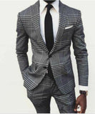 Men Suits Costume Homme Pinstripe Plaid Tuxedos Blazer Men Sets High Quality Formal Wedding Groom Business Causal Prom Tailored