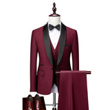 Men Skinny 3 Pieces Set Formal Slim Fit Tuxedo Prom Suit / Male Groom Wedding Blazers High Quality Dress Jacket Coat Pants Vest