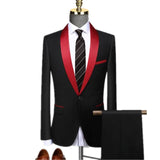 Men Skinny 3 Pieces Set Formal Slim Fit Tuxedo Prom Suit / Male Groom Wedding Blazers High Quality Dress Jacket Coat Pants Vest